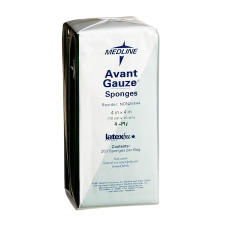 Avant Gauze Nonwoven Sponge, 4 x 4 Inch, 4-Ply, 2000PK NON25444